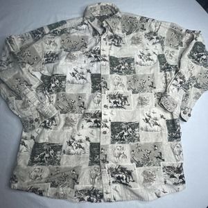 Woods Water Outfitters Long Sleeve Men Button Up XL Shirt Pheasant Dogs Hunting